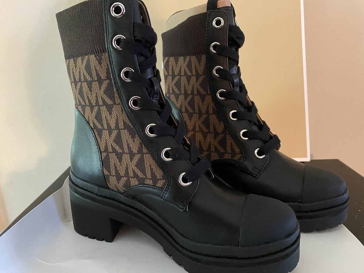 Michael Kors Womens Black/Brown Leather Brea Booties Sz 5M NWB