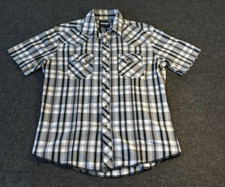 Wrangler Western Pearl Snap Button Up Shirt Short Sleeve Plaid Men's Size Medium