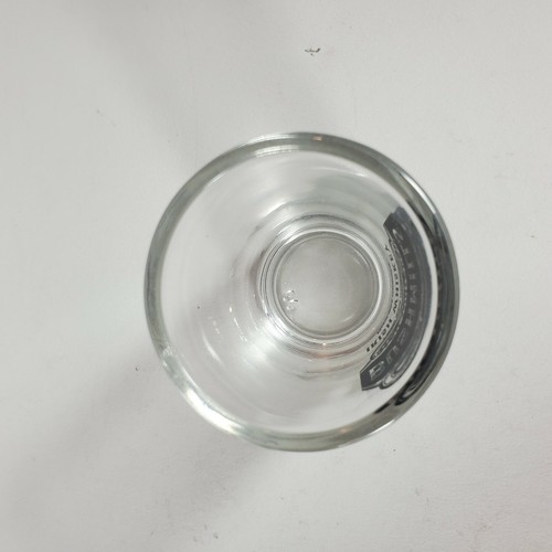 BUSHMILLS IRISH WHISKEY SHOT GLASSES NEW SET of 2 CLEAR w/BLACK