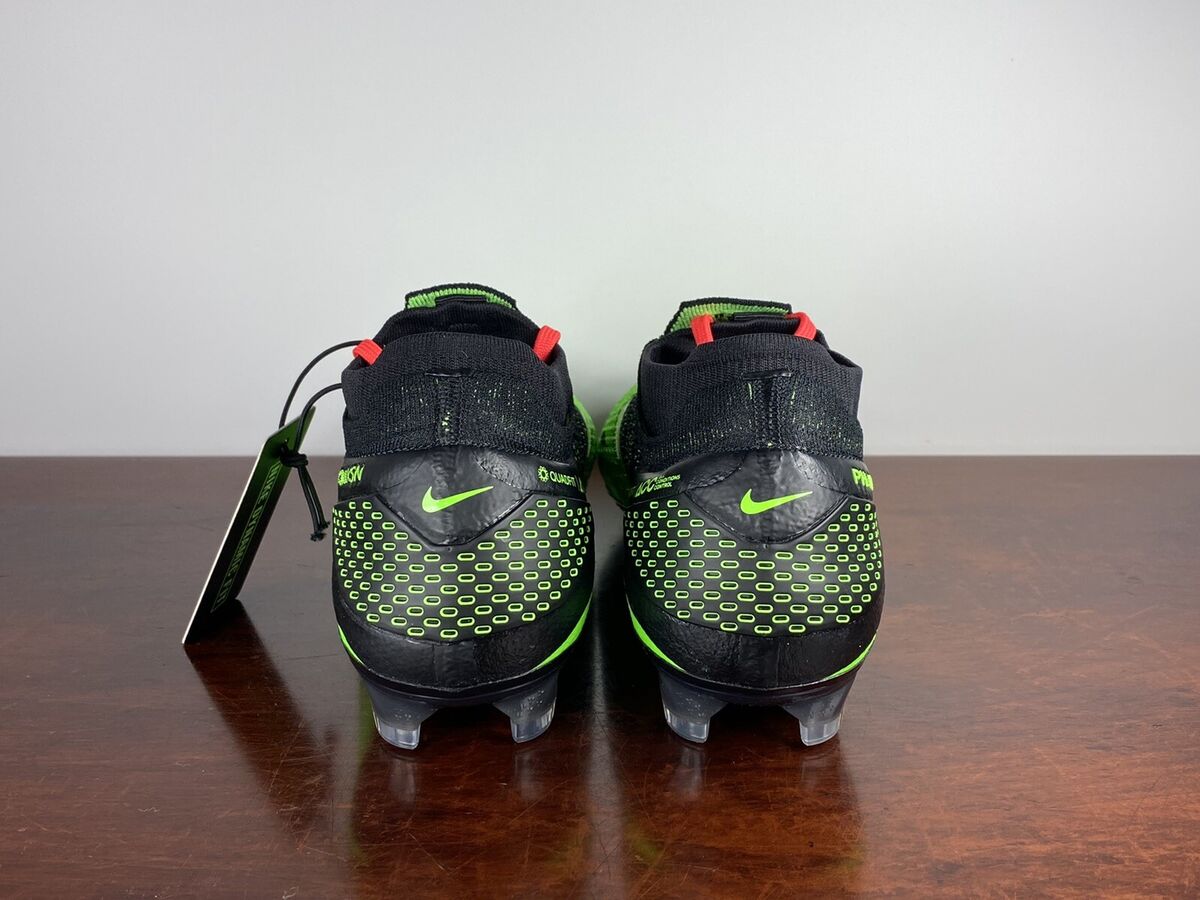 Men's Nike Phantom VSN 2 Elite DF FG Black/Green Soccer Men's Nike Phantom VSN 2 Elite DF FG Black/Green Soccer