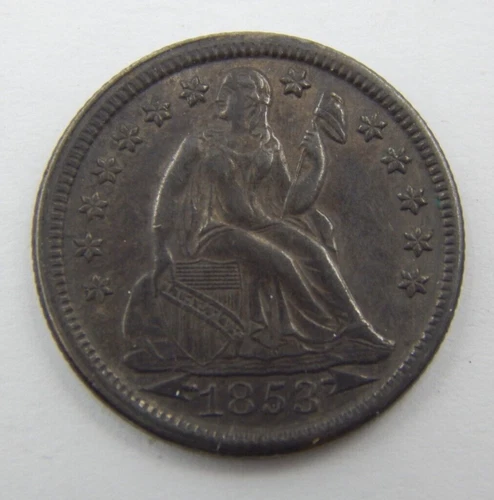 1853 Seated Liberty Dime 10c Uncirculated Silver Coin with Arrows (320)