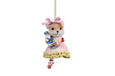 Gisela Graham Resin Ballerina Mouse with Nutcracker - Christmas Tree Decoration