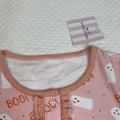 NWT James & Lottie Ghost Boo Pima Lounge Dress Girls Size 8 Pink Long Sleeve - Picture 4 of 7