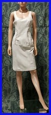 VERSACE OFF WHITE METAL HARDWARE EMBELLISHED LEATHER DRESS 44 - 10