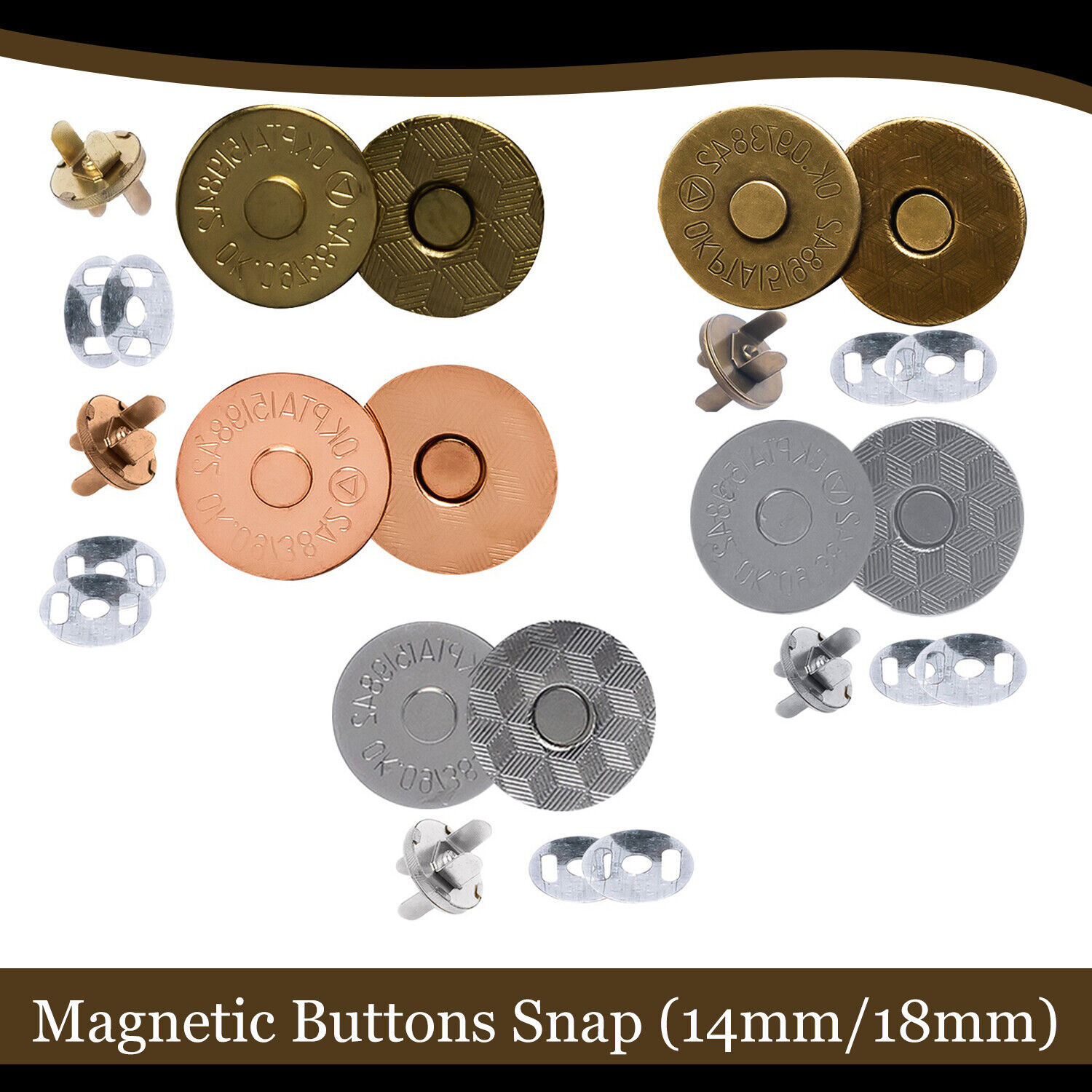 14mm/18mm MAGNETIC SNAP CLASP BUTTONS for Clothing Leather Craft Handbags  Purses