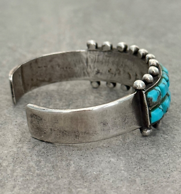 Old 40's-50's Native American NAVAJO 18 Turquoise TWO Row Silver