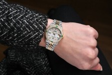 Rolex Datejust 31 mm White Mother Of Pearl Dial Emerald & Diamond Two Tone Watch 7