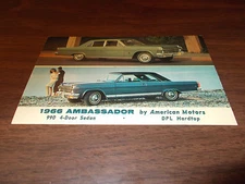 1966 AMC Ambassador Hardtop and 4-Door Sedan Vintage Advertising Postcard