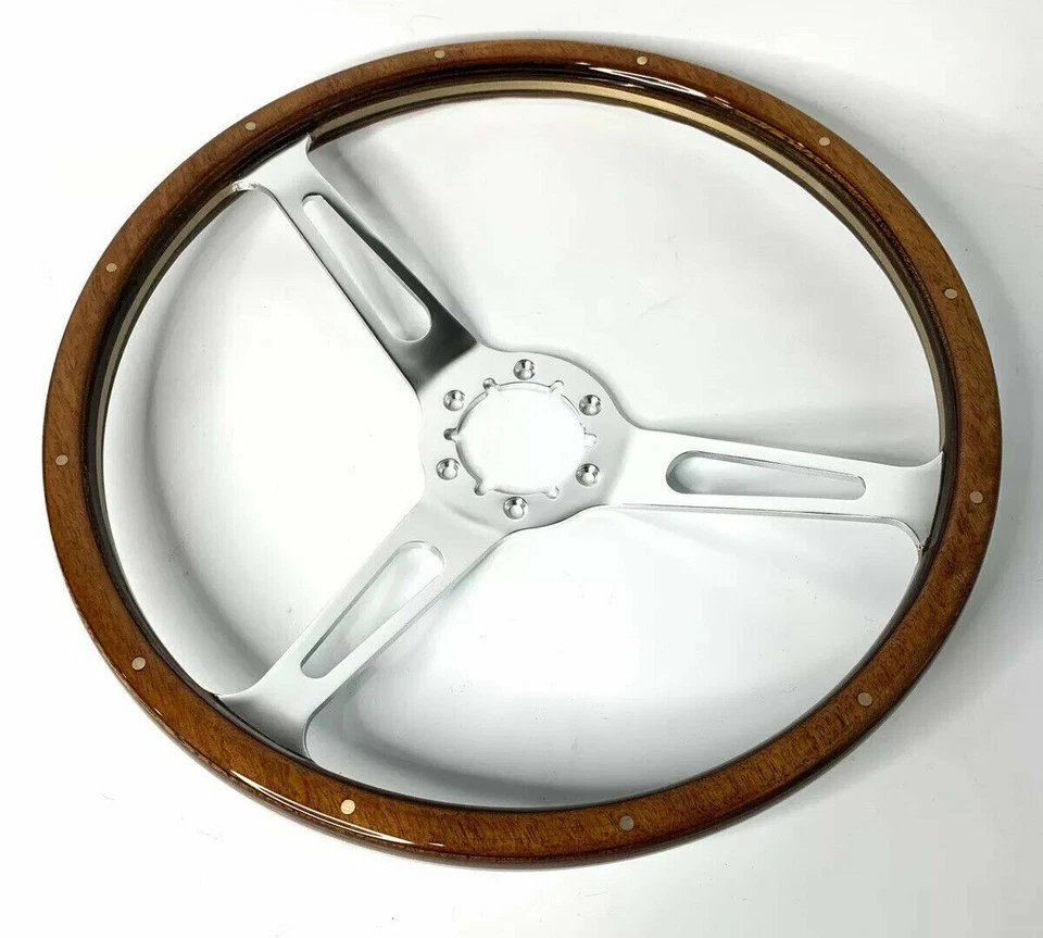 15" Walnut Steering Wheel Cobra Horn Button Adapter For 1968-1978 Ford Mustang - Image 3 of 4