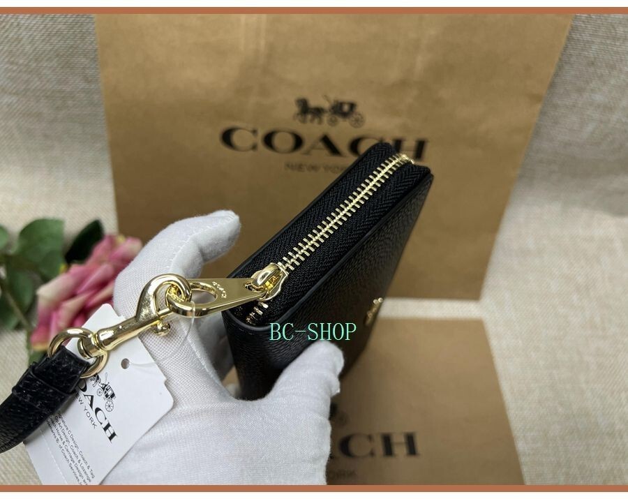 小物 Coach Long Zip Around Wallet C3441 Black Coach Long Zip Around Leather Wallet in Black Color C3441