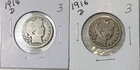 Lot of 2 Barber Quarters 1914 D, 1916 D Lot#3