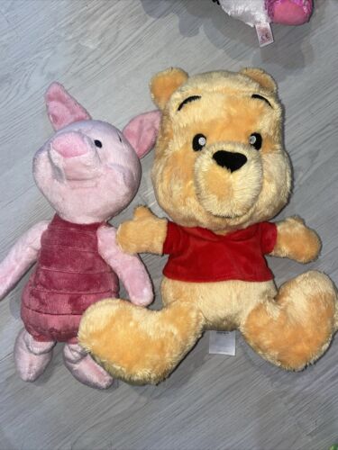 Disney Store Exclusive Winnie the Pooh's Piglet 12” bean bag plush + BIG POOH - Picture 1 of 5