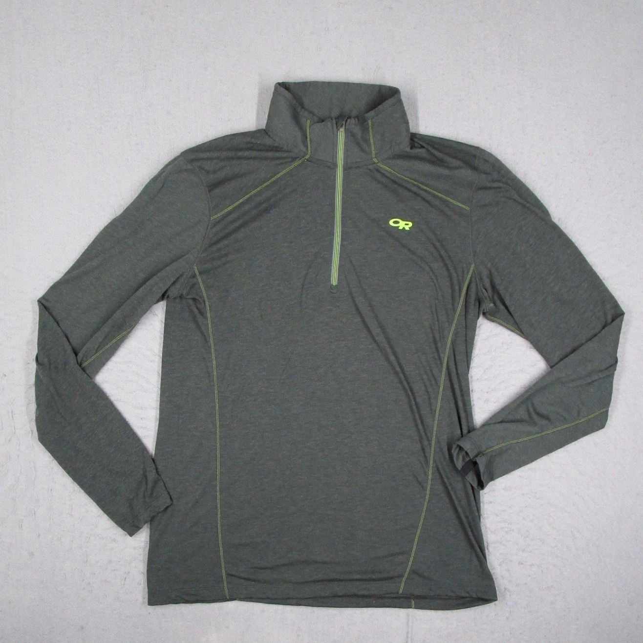 Outdoor Research Mens Sequence L/S Zip Top Gray Wool Blend Base Layer L 242877