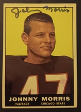 Autographed 1961 Topps Johnny Morris Rookie Card #11 Chicago Bears w/COA NM+. rookie card picture