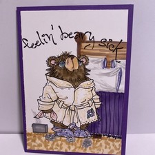 Get Well Soon Bear Handmade Greeting Card Blank Inside With Envelope
