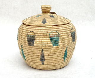 Vtg. Alaska Yup'ik Eskimo Native American Indian Coiled Basket Basket MG150