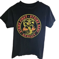 Bioworld Shirt Cobra Kai Mens Small Black Graphic Crew Neck Short Sleeve TV Show