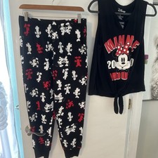 Disney Women's Minnie Mouse 2PC Jogger Tank Lounge Set Sleepwear Pajamas M NWT