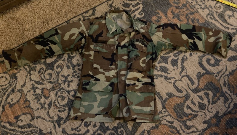 Original USMC Woodland Camouflage Uniform Blouse, Camo, Small-Short Jacket Top
