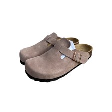 Birkenstock Boston Taupe Suede Leather Soft Footbed Clog Women's Shoes Size 7
