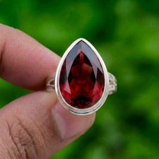 Garnet Silver Ring 925 Sterling Silver Ring Handmade Gemstone Ring Women's Ring