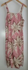 Islander Pink Floral Dress Size 16 100% Rayon Women's Casual Summer Floral