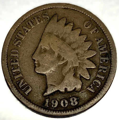 1908 Indian Head Cent Penny Good Condition 1c US Coin - 2628