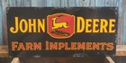 Large Vintage John Deere Farm Implements Porcelain Metal Dealer Sign / Tractors