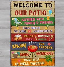 Welcome To Our Patio 8 x 12 Novelty Metal Sign Shrink-Wrapped New 