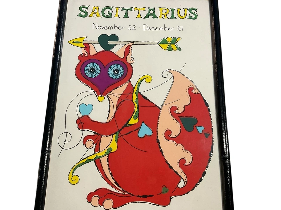 Horóscopo Zodiaco SAGITARIO Arte Pop Moderno Margot Johnson NY De Colección 1968 Genial Foto 4 de 4