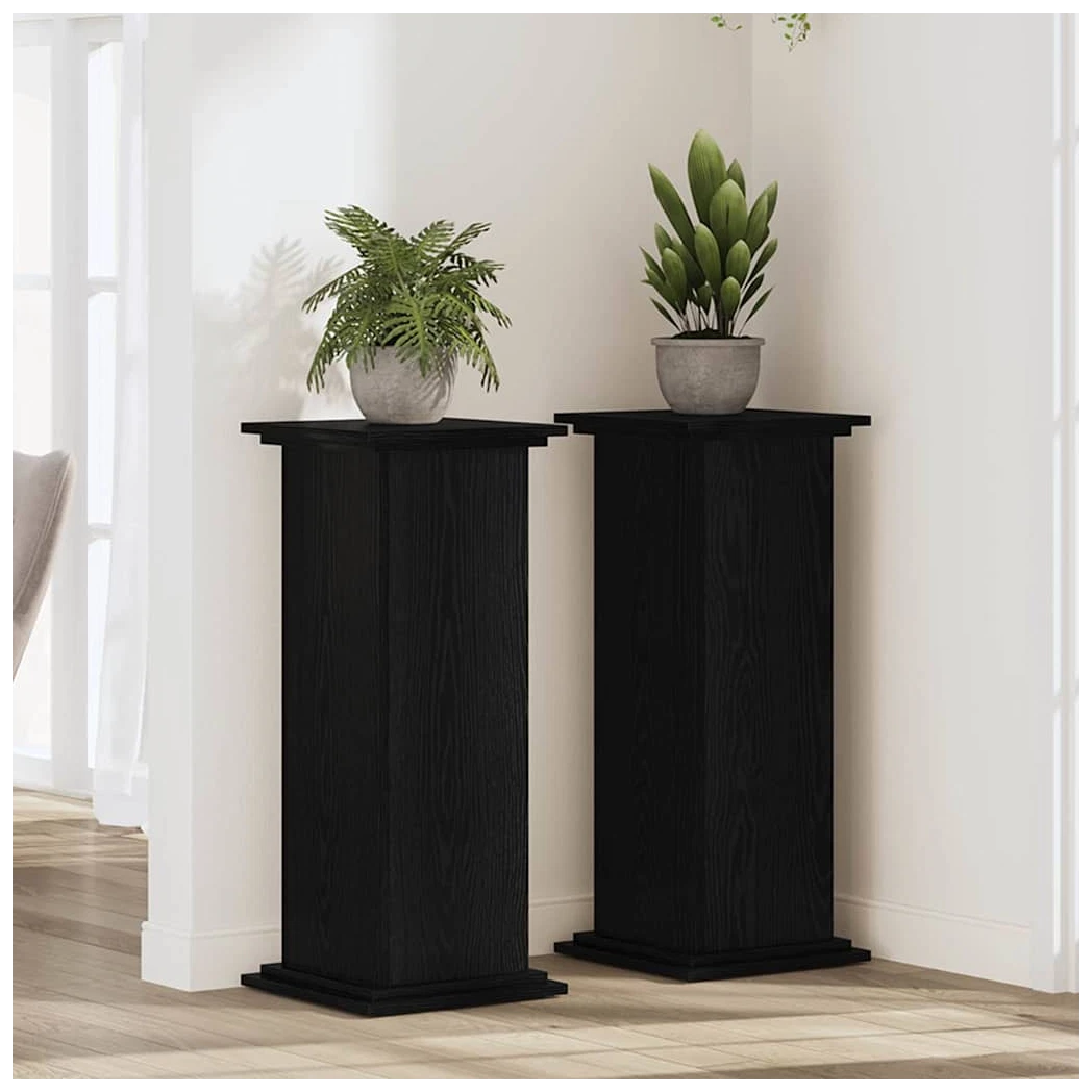 Plant Stand Black Oak 33x33x80cm Engineered Wood Indoor/Outdoor Modern For Home