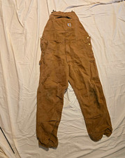 Carhartt Men's Brown Canvas Cotton Bib Overalls 44 Regular R01-M