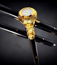 Personalized Handcrafted Wooden Walking Stick Vintage Brass Clock Handle Cane