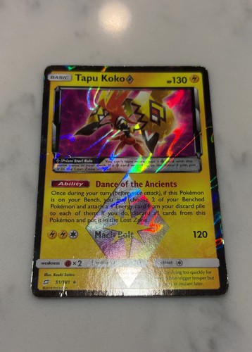 Pokemon Tapu Koko ◇ (Prism Star) 51/181 Team Up Holo Rare Heavily Played 2019