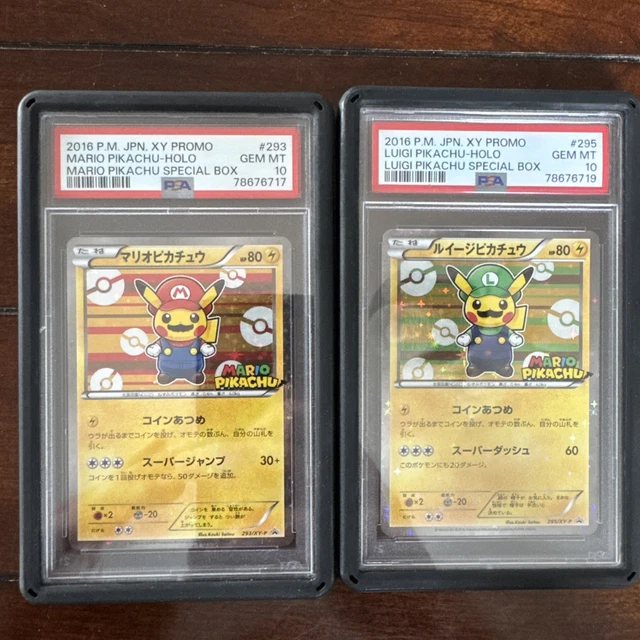 Pokemon Card Japanese PSA 10 Mario  and Luigi Pikachu Holo Special Box 293/XY-P