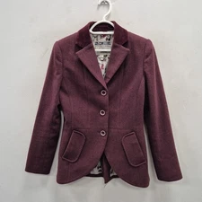 Joules Harcombe Purple Cherry Wool Tweed Races Hacking Blazer Jacket Size Uk 10