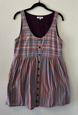 Madewell Dress Womens M Rainbow Pink Striped Mini Button Front A Line Babydoll