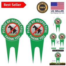 2 Pack Double Sided No Poop Dog Signs 12" x 6" - Yard Reminder for Dog Owners