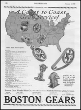 1929 Boston Gear Works Sales Company Service Area USA Map Vintage Print Ad