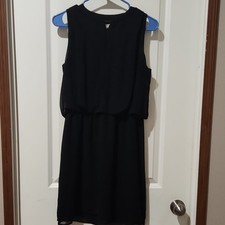 Banana Republic Black Sleeveless Knee Length Dress 2 Chiffon A-Line Zip