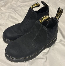 Doc Martins Hardie Size 8 USM 9 USL Black White Yellow Stitching Leather