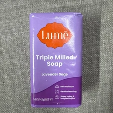 Lume Triple Milled Soap Lavender Sage 5oz Bar Rich Moisture NEW (b)