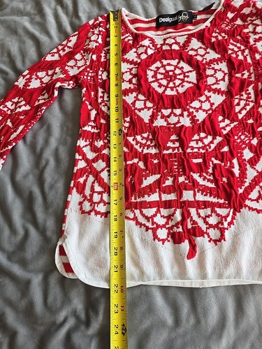 Desigual by Christian Lacroix Women's Size S Red/white Sweater Pullover - Picture 15 of 15
