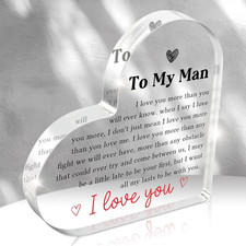 To My Man Gift for Him Heart Acrylic Block Anniversary Birthday Valentines Day G