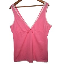 Vintage Babydoll Sleep Shirt M Pink Nylon Lace Trim Sleeveless Intimate Feminine