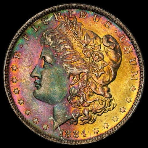 1884-O $1 MS65 Toned Morgan Dollar - PCGS Gold Shield - Beautiful Obverse Toning