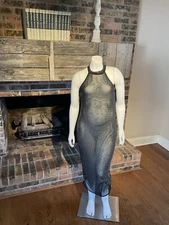 sexy night wear Club Dress Sheer Mesh rhinestones On The Front Size S/M  