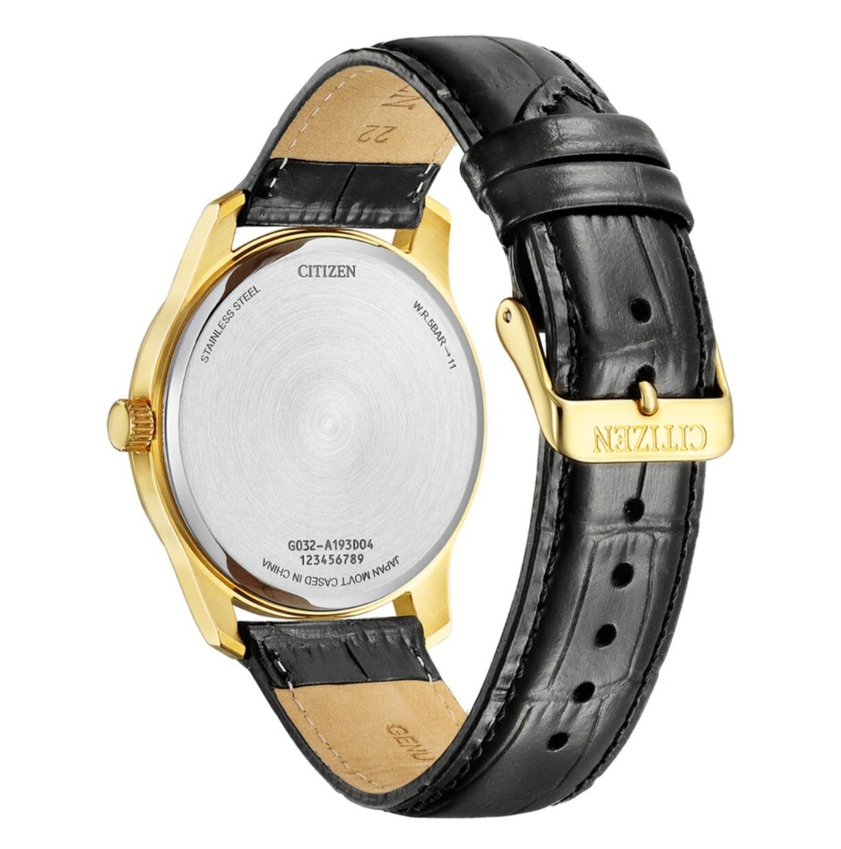 Citizen BH5002-02E Black Analog Black Leather Gold Tone Case