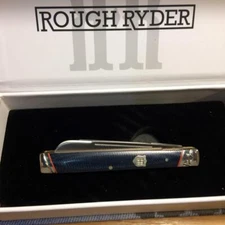 Rough Ryder Pipe Doctor Denim Faded Blue Jeans Micarta 3 3/4" Pocketknife RR2352