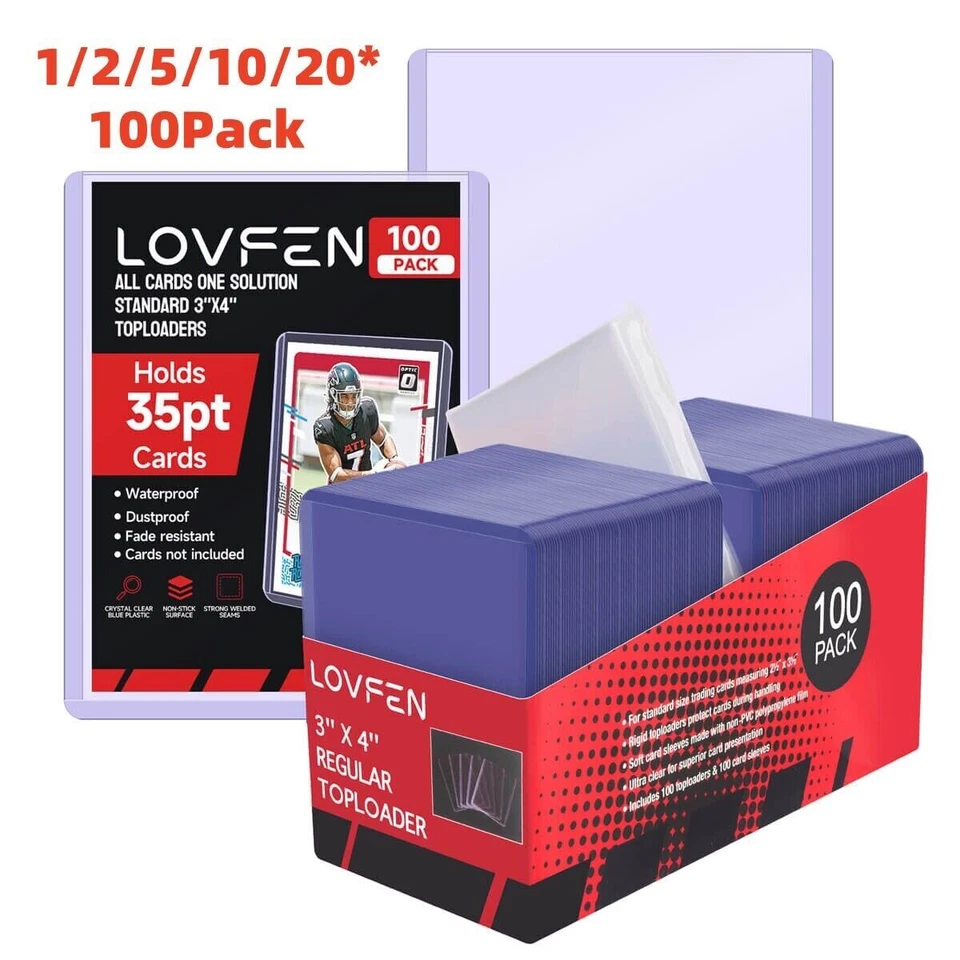 LOVFEN Regular 3"x4" Top loaders 100/500/1000CT With Free Sleeves For 35pt Trading Card